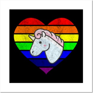 Rainbow Heart Unicorn - lgbt pride Posters and Art